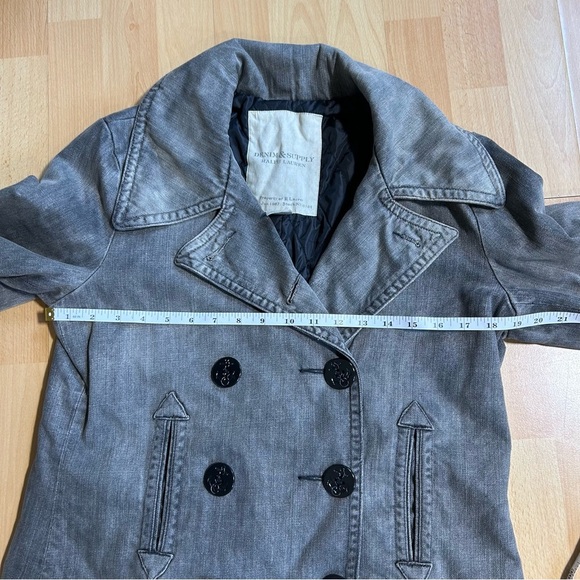 Denim & Supply Ralph Lauren Charcoal Denim Style Pea Coat Nautical Y2K - Picture 11 of 12